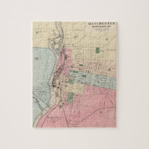 Puzzle Carte vintage de Manchester New Hampshire (1877)