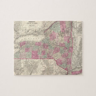 Puzzle Carte vintage de New York (1864)