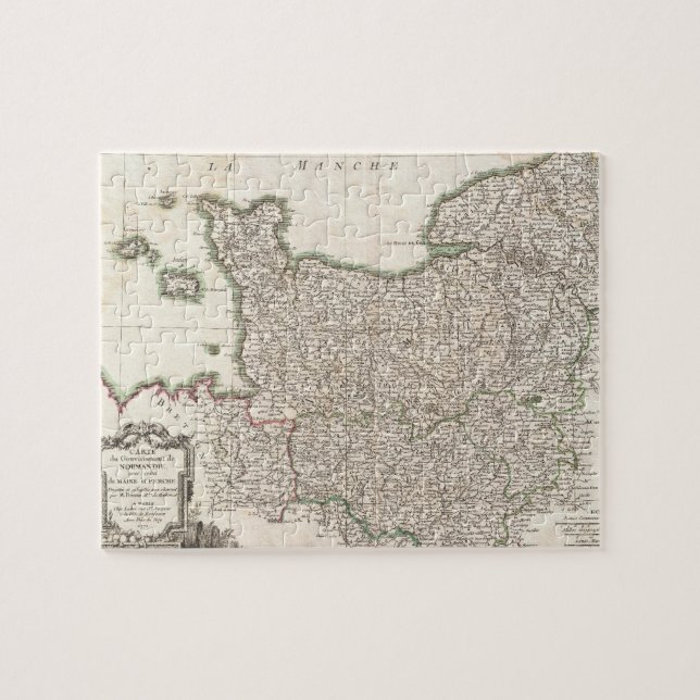 Puzzle Carte vintage de Normandie (1771) (Horizontal)