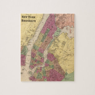 Puzzle Carte vintage de NYC et de Brooklyn (1868)