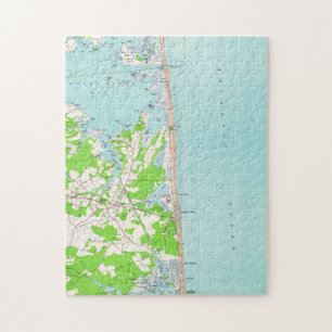 Puzzle Carte vintage de plage Delaware (1954) de Bethany