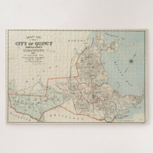 Puzzle Carte vintage de Quincy MA (1907)