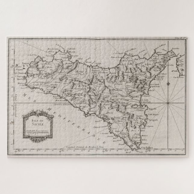Puzzle Carte vintage de Sicile Italie (1764) (Horizontal)