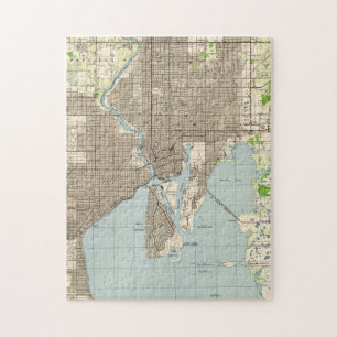 Puzzle Carte vintage de Tampa la Floride (1944)