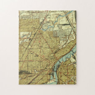 Puzzle Carte vintage de Toledo Ohio (1938)