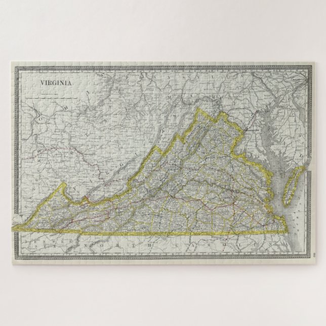 Puzzle Carte vintage de Virginie (1889) (Horizontal)
