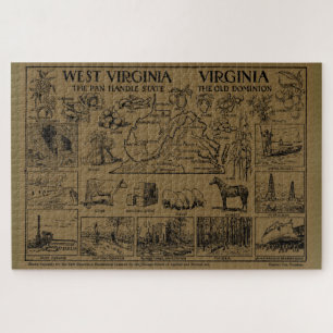 Puzzle Carte vintage de Virginie et Virginie-Occidentale