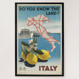 Puzzle Carte vintage de voyage d'Italie avec des citrons