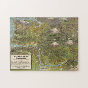 Puzzle Carte vintage de Washington et de l'Oregon (1923)