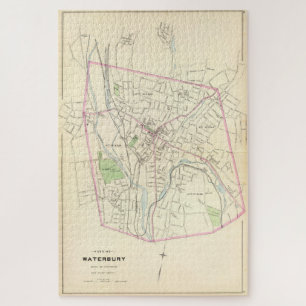 Puzzle Carte vintage de Waterbury CT (1893)