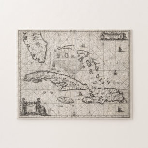 Puzzle Carte vintage des Caraïbes (1650)