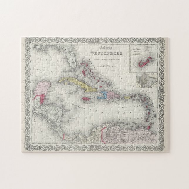 Puzzle Carte vintage des Caraïbes (1865) (Horizontal)