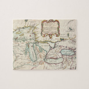 Puzzle Carte vintage des Great Lakes (1755)