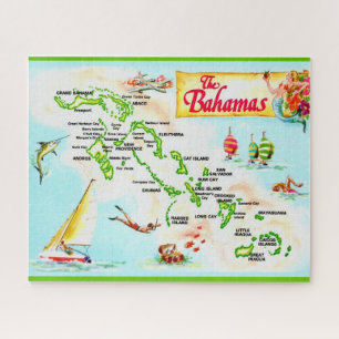 Puzzle Carte vintage des îles Bahamas