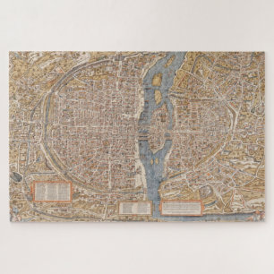 Puzzle Carte vintage détaillée des couleurs de Paris, F