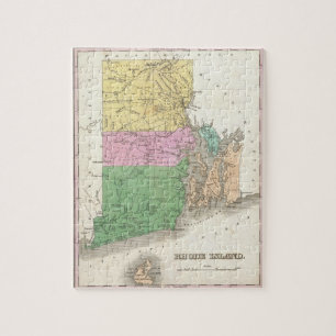 Puzzle Carte vintage d'Île de Rhode (1827)