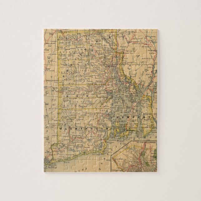 Puzzle Carte vintage d'Île de Rhode (1875) (Vertical)