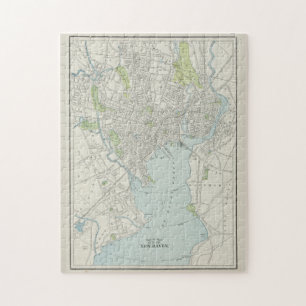 Puzzle Carte vintage du Connecticut de New Haven (1901)