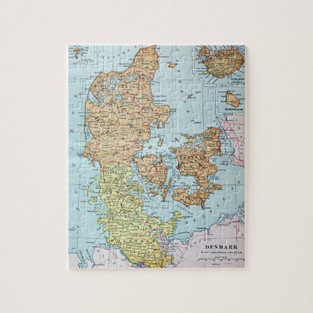Puzzle Carte vintage du Danemark (1905) (Vertical)
