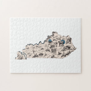 Puzzle Carte Vintage du Kentucky