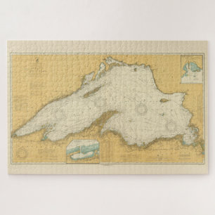 Puzzle Carte vintage du lac Supérieur (1832)