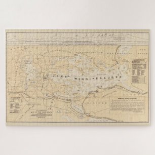 Puzzle Carte Vintage du lac Winnipesaukee (1896)