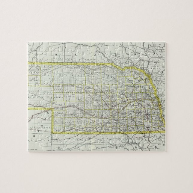 Puzzle Carte vintage du Nebraska (1889) (Horizontal)