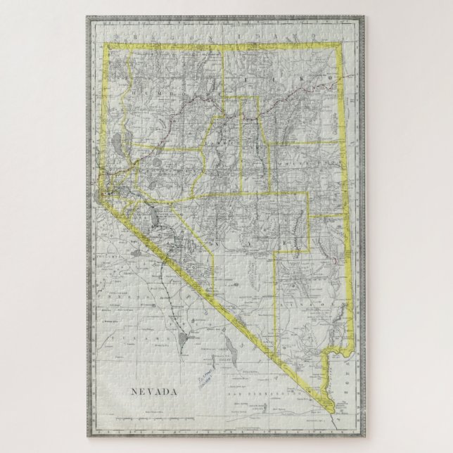 Puzzle Carte vintage du Nevada (1889) (Vertical)