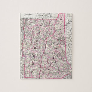Puzzle Carte vintage du New Hampshire et du Vermont (1861