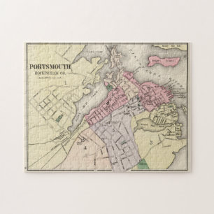 Puzzle Carte vintage du NH Portsmouth (1877)