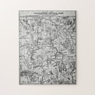 Puzzle Carte vintage du parc national Yellowstone Blacken