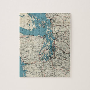 Puzzle Carte vintage du Puget Sound (1919)