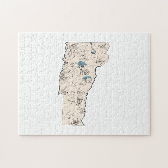 Puzzle Carte Vintage du Vermont (Horizontal)