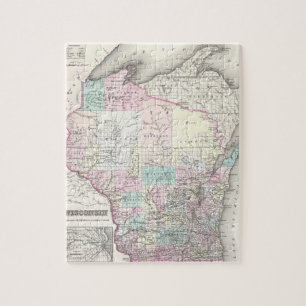 Puzzle Carte vintage du Wisconsin (1855)