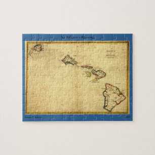 Puzzle Carte Vintage Hawaï 1837 - Îles Hawaï