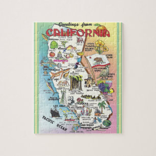 Puzzle Cartes Postales Illustrées Californie Jigsaw Puzzl
