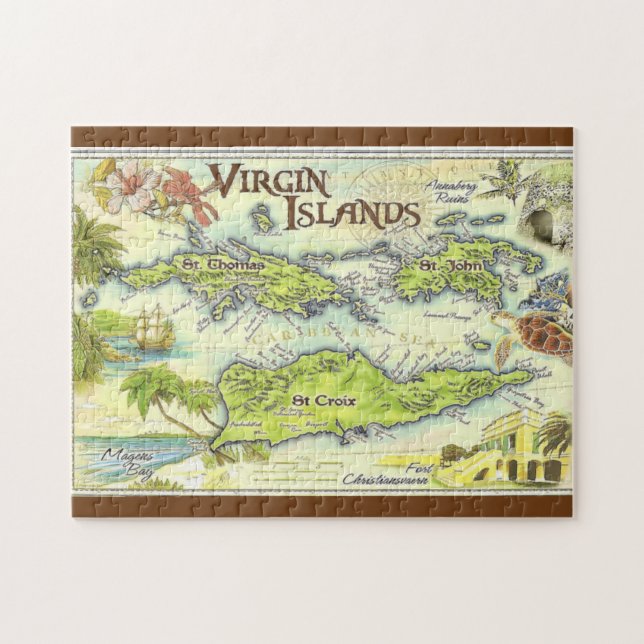 Puzzle Cartes vintages, USVI (Horizontal)