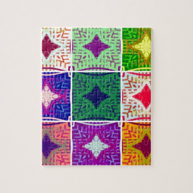 Puzzle Carton de contrôle coloré : Un design étoilé (Vertical)