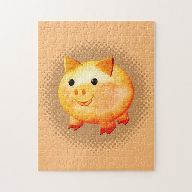 Puzzle Cartoon mignon Bébé Peinture de porc (Vertical)