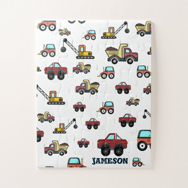 Puzzle Cartoon Truck Voiture Crane Nom du véhicule Person (Vertical)