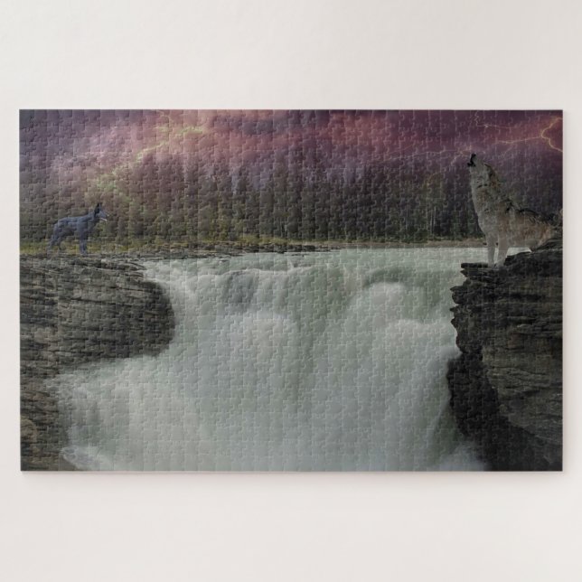 Puzzle Cascade avec loups (Horizontal)