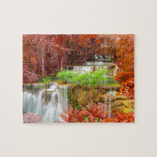 Puzzle Cascade d'automne colorée Paysage Voyage Nature