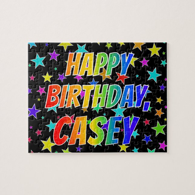 Puzzle "CASEY" Prénom, Amusant "JOYEUX ANNIVERSAIRE" (Horizontal)