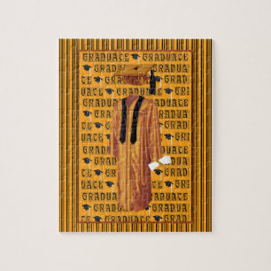 Puzzle Casquette orange, noir et blanc de diplômé,