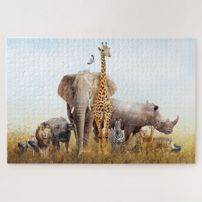 Puzzle Casse-tête animale de terre d'imaginaire de safari (Horizontal)
