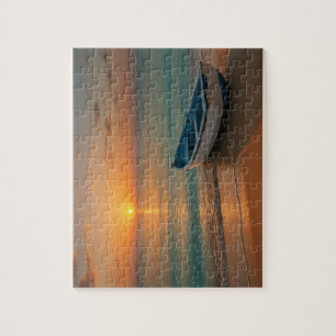 Puzzle Casse-tête Coucher de Soleil Doré Paisible avec Ba