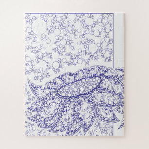 Puzzle Casse-tête d'art bulleux floral bleu