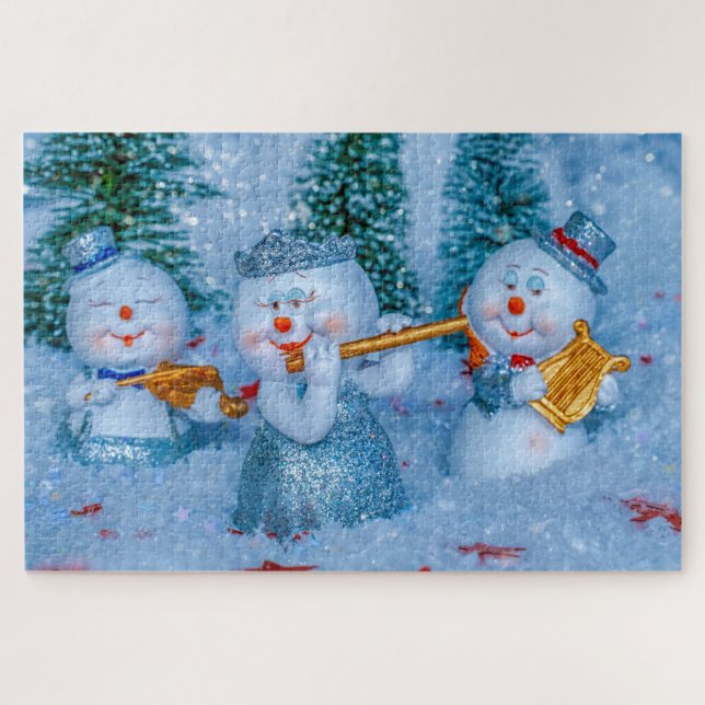 Puzzle casse-tête de bonhomme de neige musical (Horizontal)