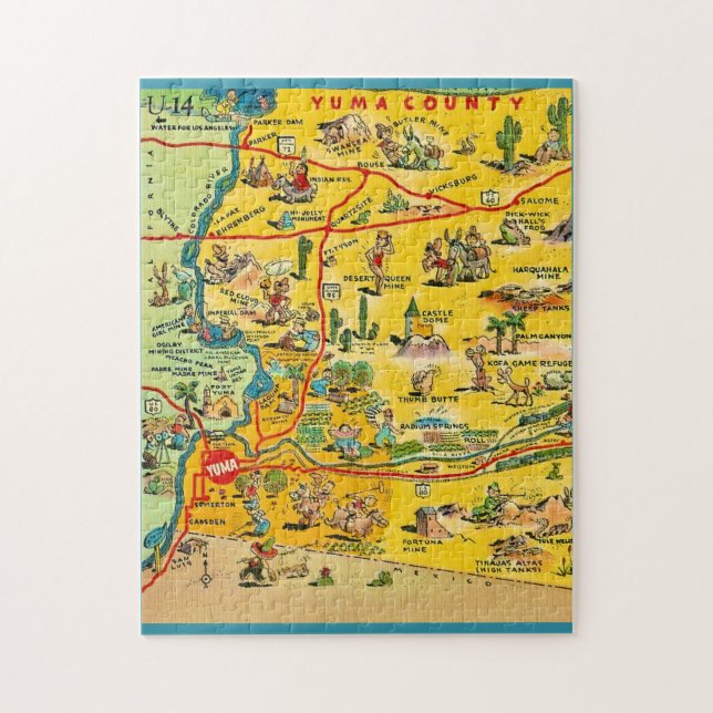 Puzzle Casse-tête de carte de Yuma Arizona 11x14 (Vertical)