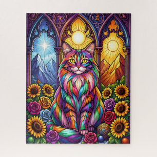 Puzzle casse-tête de chat arc-en-ciel